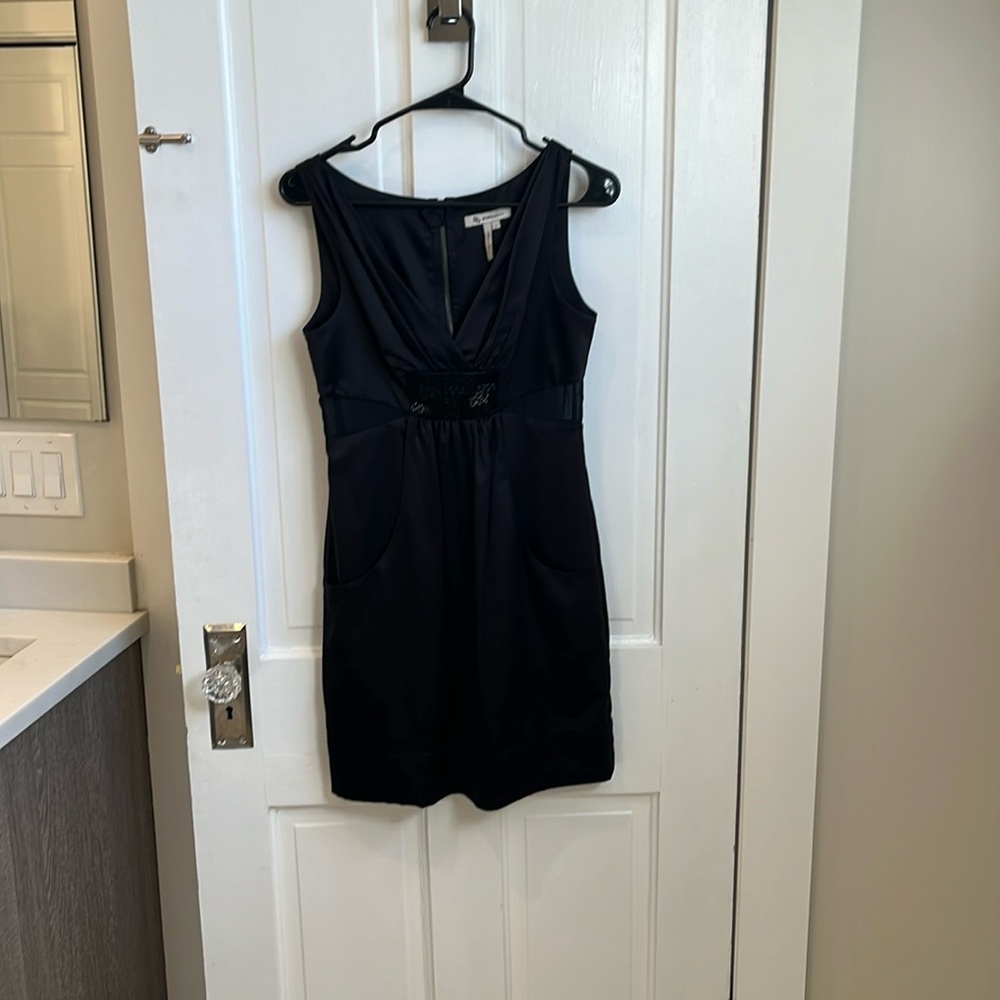 Sexy black satin mini dress